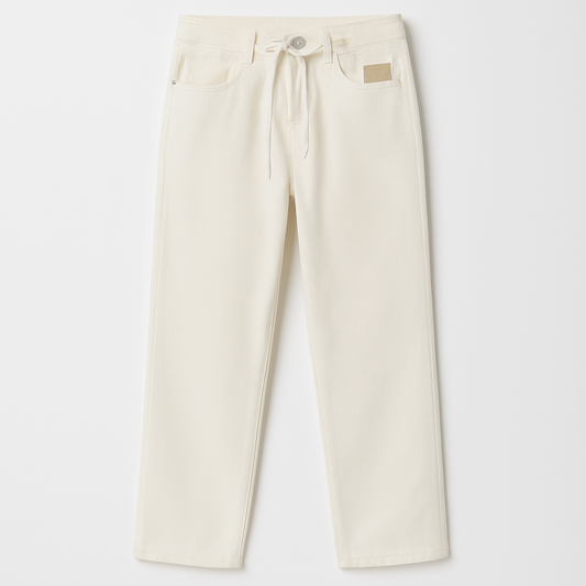 [852]MS [Promotion] Women's White Straight-Leg Jeans Spring 2025 New Collection Beige Loose Fit Petite Designer Slim Wide-Leg Pants
