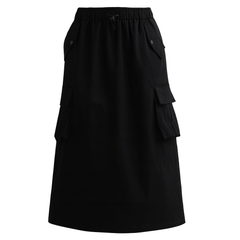 [853]MS Black Women's Summer Lightweight 2023 New Collection American Design High-Waisted Slimming A-Line Mid-Length Skirt