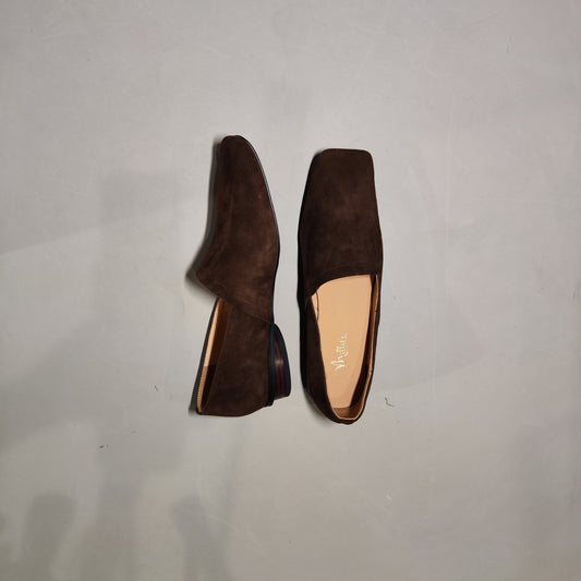 [964]NN Retro Square-Toe Loafers for Women, Slip-On Low-Heeled Flats