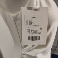 [488]N WANGXO | Zero-restraint micro-stretch twill fabric | Metal-embellished asymmetrical waist-knot dress with draped neckline