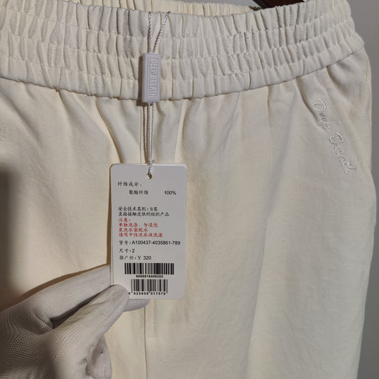 [750] Deep Breath Minimalist Old Money Style Lightweight Air Mesh Yamamoto Pants Wide-Leg Sweatpants for Women A100437