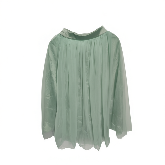 [640]MM   Korean Green Mesh Skirt Large Flare Fairy A-line Dress Temperament Long Skirt