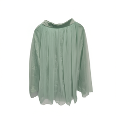 [640]M  Korean Green Mesh Skirt Large Flare Fairy A-line Dress Temperament Long Skirt
