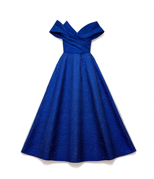 [904]GM  Blue Plus-Size Bridal Evening Gown Wedding High-End Look Toast Dress Plus-Size Women One-Shoulder Slimming Performance Dress