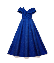 [904]GM  Blue Plus-Size Bridal Evening Gown Wedding High-End Look Toast Dress Plus-Size Women One-Shoulder Slimming Performance Dress