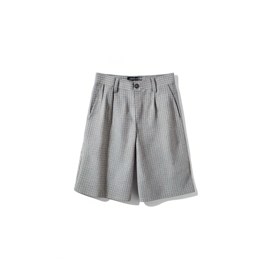 [987]NN Vintage Check Pattern Woven Workwear Shorts