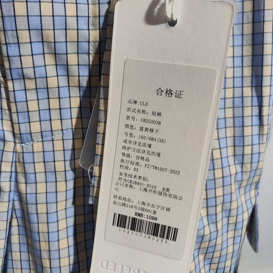 [987]NN Vintage Check Pattern Woven Workwear Shorts