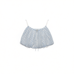 [236]M Oakmoo Basic* Lime Flavor Super Soft Mesh Breathable Plaid Slim Fit Puff Bouffant Skirt