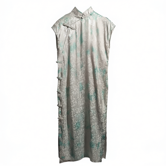 [639]GM    2025 New Collection Modernized Traditional Chinese Style Cheongsam Artistic and Zen-inspired Tailored Fit Green Unisex Dress