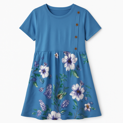 [925]MS High-end floral dress 2025 Summer New Arrival retro print plus-size slimming and body-concealing loose casual A-line dress