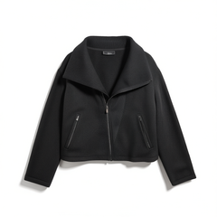 [126]G   BEVAN UP|Bias cut*High stand-up collar textured short jacket