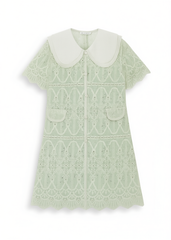 [255]MM  Plump Goddess Yingying Plus Size Women's Summer Elegant Aristocratic Doll Collar Slimming Sweet Embroidered Lace Dress