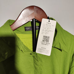 [643]G   2025 Summer Stylish and Unique French-Chic Green Linen Dress for Women with High-End Waist-Cinching Design