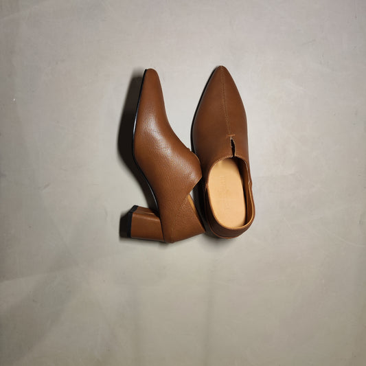 [314]NG    Women's Ultra-Soft Lambskin Flats Pointed Toe Thick Heel Ankle-Low Cut Leather Shoes 5.5cm Mid-Heel Casual Slip-On