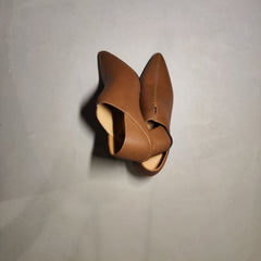[314]NG    Women's Ultra-Soft Lambskin Flats Pointed Toe Thick Heel Ankle-Low Cut Leather Shoes 5.5cm Mid-Heel Casual Slip-On