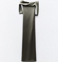 [131]G  1S Venus Off-Shoulder Bodysuit Dress with Neck Ribbon, Acetate Satin Romantic Birthday Party Toast Dress