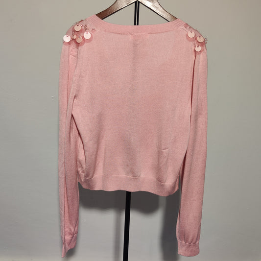[035]G   ORG Pink French Casual Elegant Sequins Long Sleeve Sun Protection Cardigan Top Spring/Summer 2025