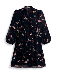 [284]MM [Promotional Price] Fahanyichi V-Neck Silk Dress 2025 Spring and Summer New Arrival French Elegance Mulberry Silk Petite Size Floral Print Dress