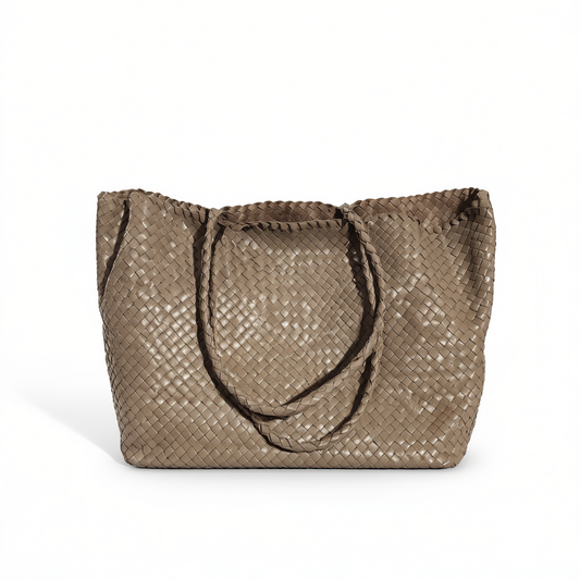 [181]NM   Niche Design Layer One Cowhide Manually Woven Bag Large Capacity Lazy Shoulder Tote Bag