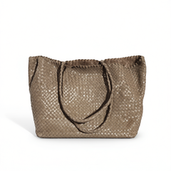 [181]NM   Niche Design Layer One Cowhide Manually Woven Bag Large Capacity Lazy Shoulder Tote Bag