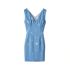 [575]N Sincethen French-style spaghetti strap dress, seaside vacation floral mini dress, elegant summer dress for women