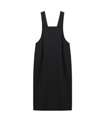 [224]NN LUXIXIAO Loose Slimming Straps Designer Overalls Preppy Mid-Length Strapless Dress Black