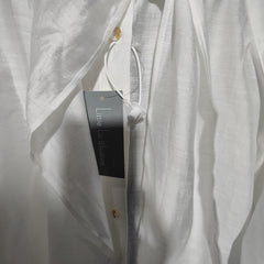 [643]G    2025 Spring/Summer New Collection French Elegance Lyocell Acetate Ribbon Slightly Sheer White Shirt Women's Lightweight Long-Sleeve Top