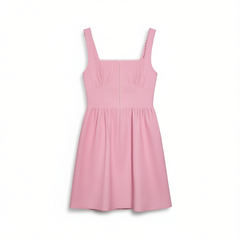 [740]G   RETURN SELF/New Belted Boat Neck Cotton Linen Reformation Dress Skirt for Women