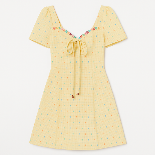 [948]GS  Plus Size French Romantic Resort Style Floral Print Summer Dress for Curvy Women with Slimming Waist Design A-Line Short Dress