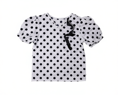 [794]GG   Yagoblan Summer 2025 Women's New White Polka Dot Short Sleeve Shirt, French Chic Design, Exclusive