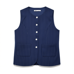 [499]M  Women's Summer Striped Vest Set with Sleeveless Top and Wide-Leg Pants for a High-End Relaxed Style