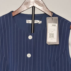 [499]M  Women's Summer Striped Vest Set with Sleeveless Top and Wide-Leg Pants for a High-End Relaxed Style