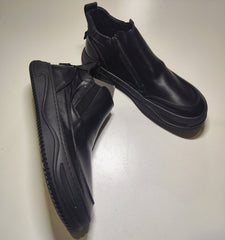 [820]MM  Genuine Leather Men's Autumn and Winter High-Top Flocked Lined Casual Leather Shoes Simple and Versatile Slip-On Chelsea Boots