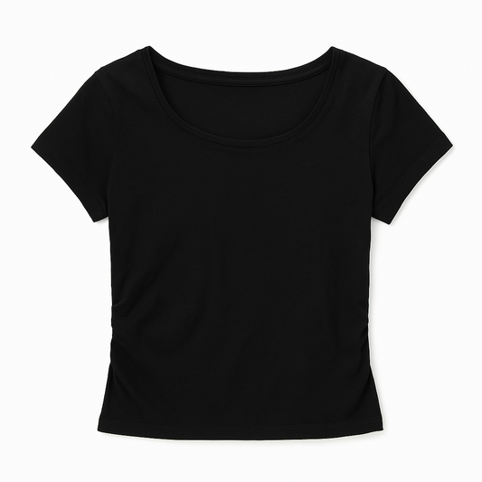 [963]NM Women's Wireless Modal 100% Cotton Short-Sleeve One-Piece Cup Vest with Built-In Padding Loungewear
