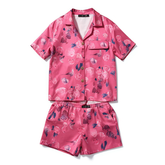 [498]G  ¡¾Promotional Price¡¿Pear-shaped Body Outfit Trendy Stylish Chanel-style Rosy Red Office Top and Shorts Two-piece Set for Women's Summer