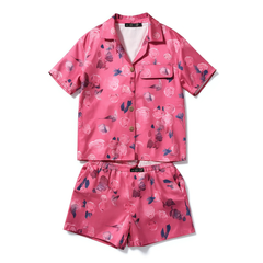 [498]G  ¡¾Promotional Price¡¿Pear-shaped Body Outfit Trendy Stylish Chanel-style Rosy Red Office Top and Shorts Two-piece Set for Women's Summer
