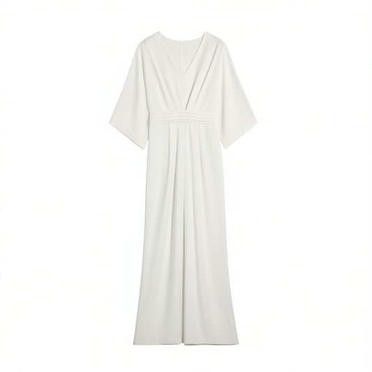 [592]N  Women's 2025 New Slimming High-Waisted Wide-Leg Jumpsuit for Beach Vacation White Long Pants