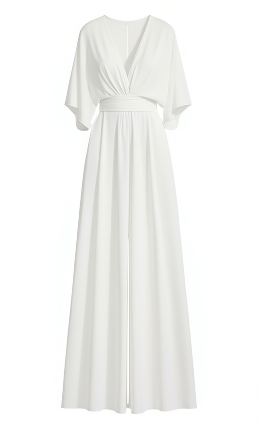 [592]GG  Women's 2025 New Slimming High-Waisted Wide-Leg Jumpsuit for Beach Vacation White Long Pants