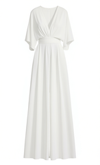 [592]GG  Women's 2025 New Slimming High-Waisted Wide-Leg Jumpsuit for Beach Vacation White Long Pants