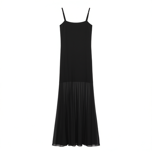 [589]G   5werkwen South French Holiday|Two-way Strapless Net Lace Patchwork Knit Halter Dress Sophisticated Long Dress