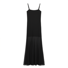 [589]G   5werkwen South French Holiday|Two-way Strapless Net Lace Patchwork Knit Halter Dress Sophisticated Long Dress