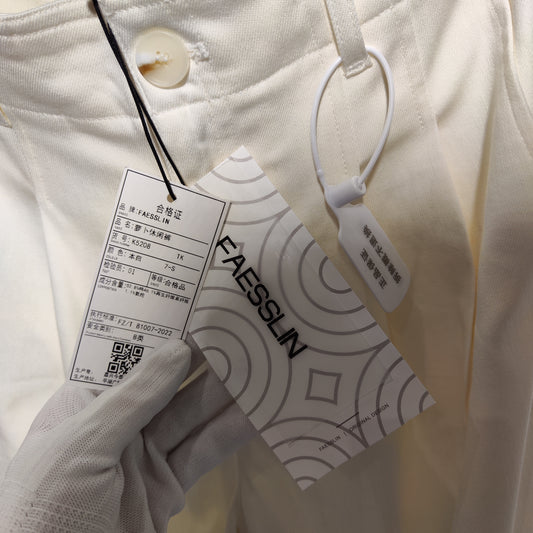 [882]G    FAESSLIN [Heavyweight Tencel] Long White Wide-Leg Pants Women's Old Money Style Elegant Drapey Summer Pants