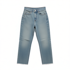 [373]G  High-Waisted Slim-Fit Straight-Leg Jeans for Women Slimming Lightweight Raw Edge Cropped Pants for Petite Figures Spring and Summer 2025
