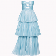 [936]GM   Blue High-End Strapless French Bridal Cocktail Dress for Elegant Socialite Banquet and Coming-of-Age Ceremony Long Dress