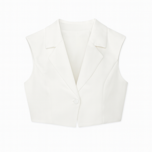 [118]GM    Le palais vintage pairs well with a white deep V-shirt collar short-cut slim-fit vest