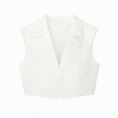 [118]GM    Le palais vintage pairs well with a white deep V-shirt collar short-cut slim-fit vest