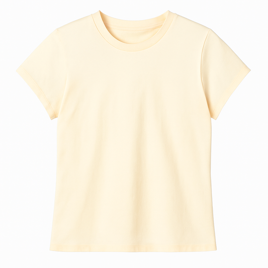 [497]GM   YNVN Milk Apricot Short Sleeve T-Shirt Women's Summer Korean Style Simple Versatile Loose Casual Round Neck 100% Cotton Top