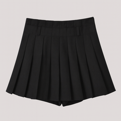 [853]GM   Stylish Women's Summer Black High-Waisted Slimming Pleated A-Line Skirt for Petite Women Anti-Slip Half Skirt