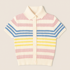 [732]GM  Bigking Dajin "RL Macaron" Striped Short-Sleeve T-Shirt and Women's Skirt Set