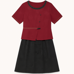 [372]GM   Xiangyunsha Summer Silk Set for Middle-aged and Elderly Women, Embroidered Blouse and Half Skirt, Stylish Mom Mulberry Silk Two-piece Set